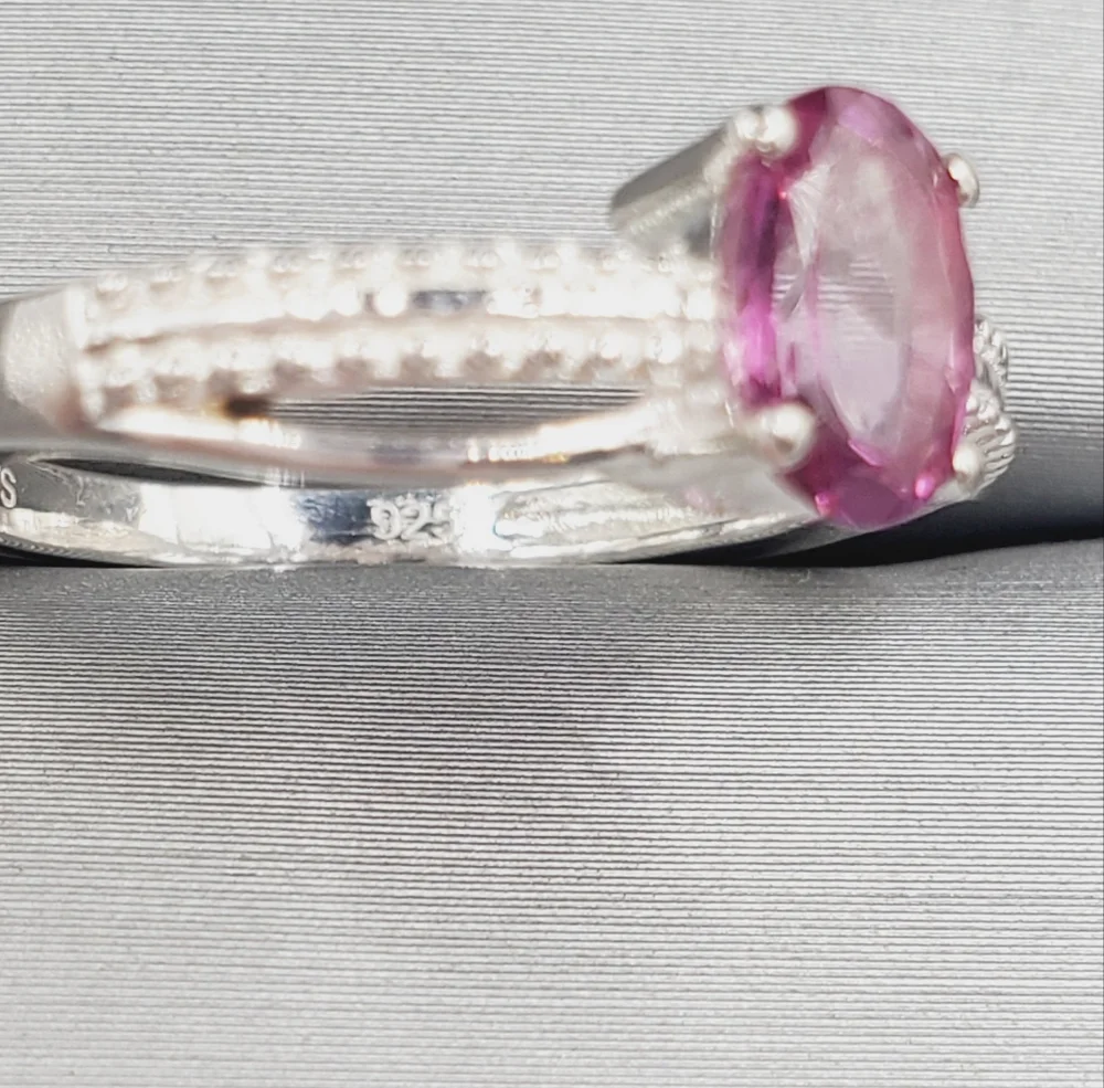 Genuine Oval .75 Carat Pink Topaz 925 Sterling Silver Solitaire Ring
